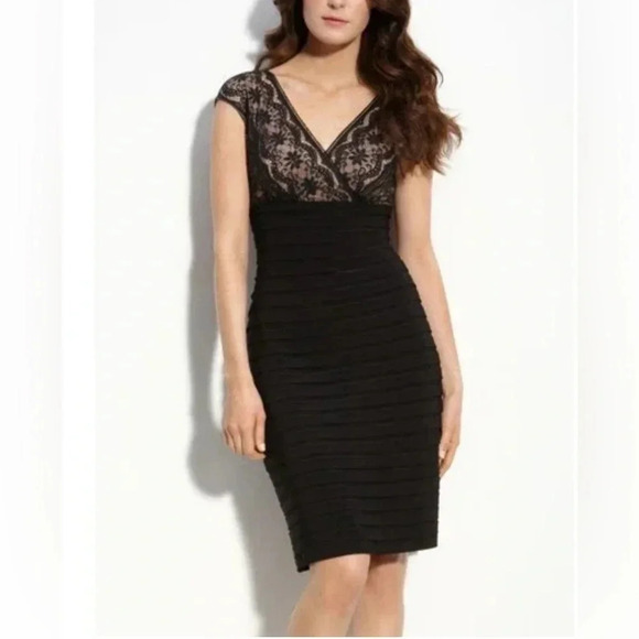 Adrianna Papell | Black floral lace dress Shutter Pleats women’s size 22W Plus - Picture 7 of 7